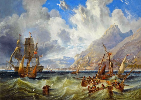 Sailing to Gibraltar by John Wilson Carmichael